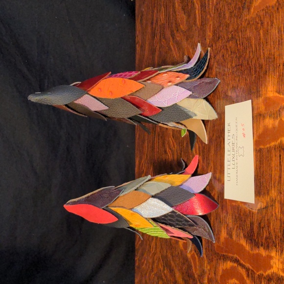Hand Crafted Other - #05 Handmade Genuine Leather Set of 2 Mini Pine Tree Multi Color #05